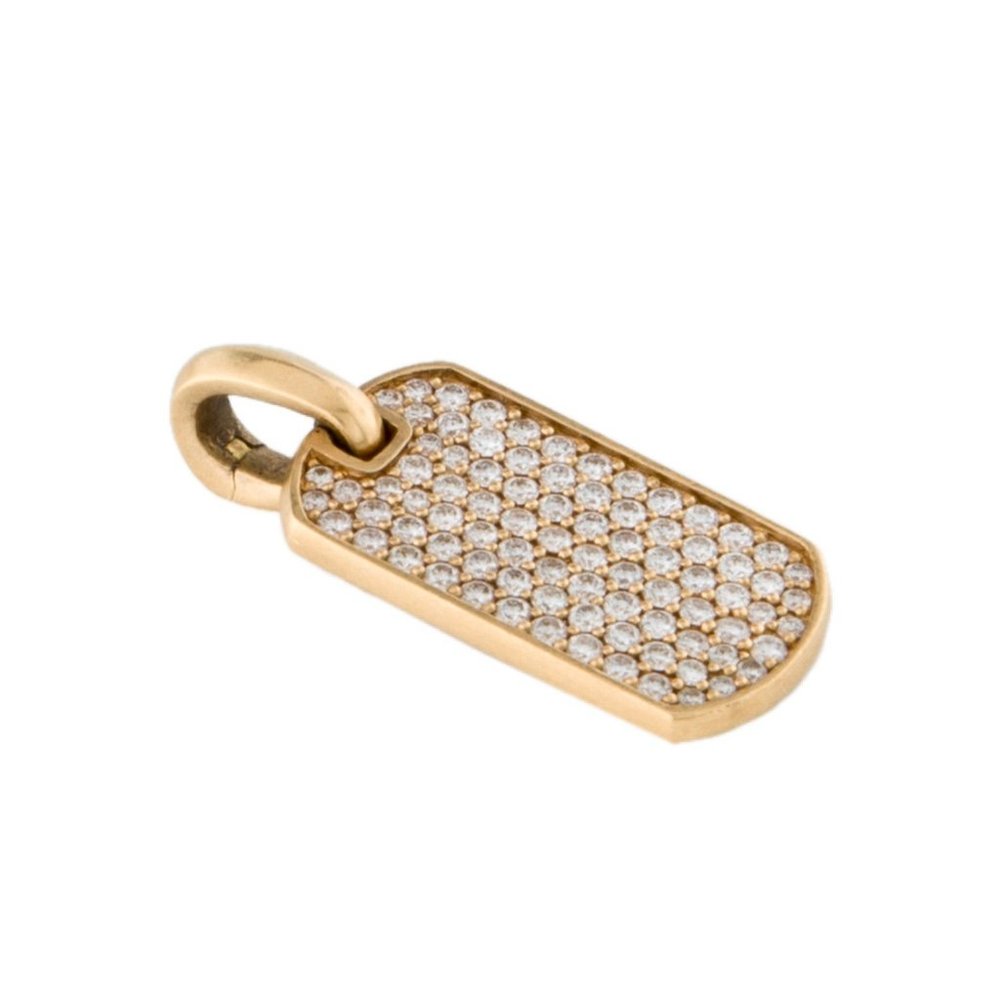 DAVID YURMAN 18K YELLOW GOLD DIAMOND 0.80CTW CHEVRON DOG TAG - Picture 4 of 10